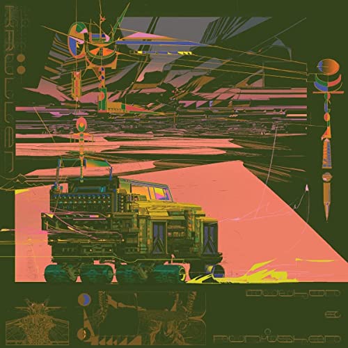 Album cover for Author & Punisher’s “Kruller” featuring a detailed, futuristic vehicle.