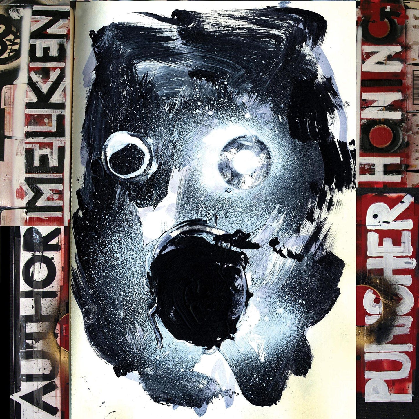 Painted record cover featuring a distressed face with an open mouth.