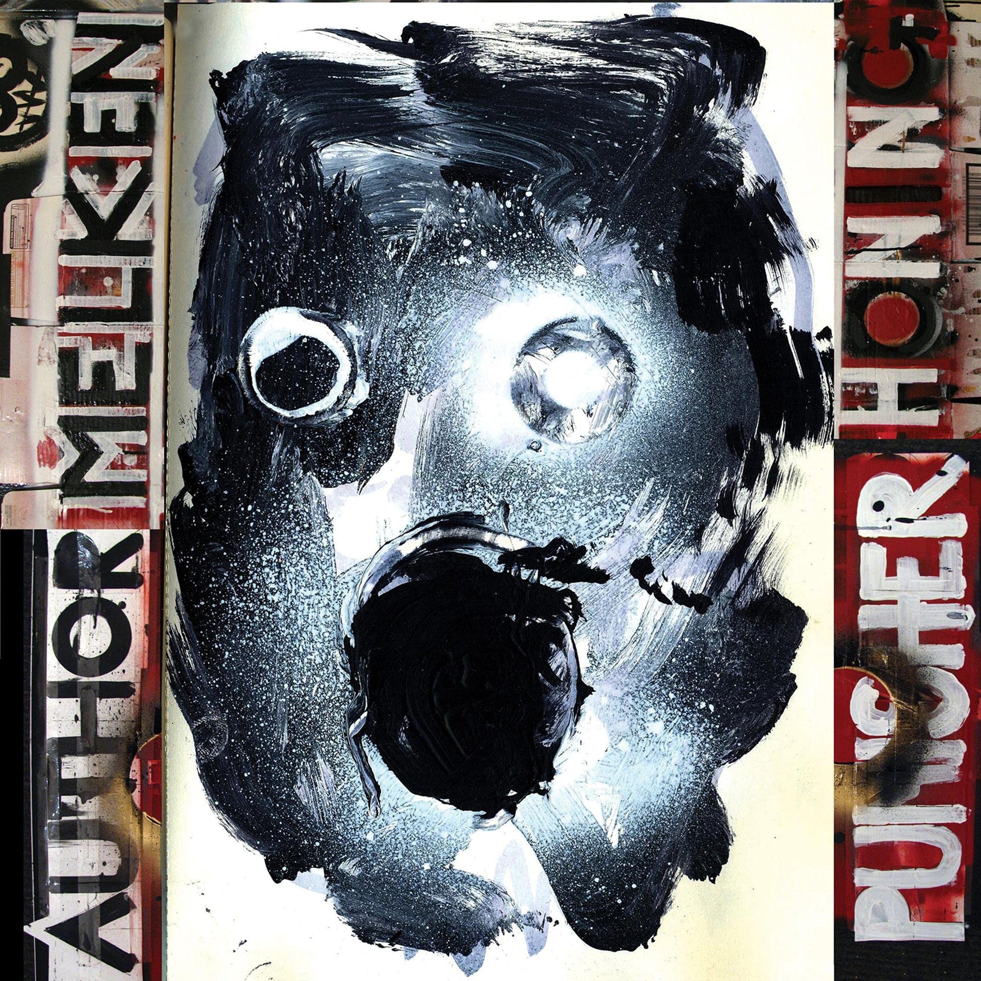 Painted record cover featuring a distressed face with an open mouth.