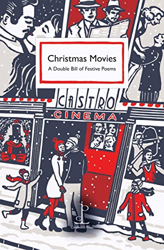 Book cover illustration featuring a snowy cinema scene with people and festive movie imagery.