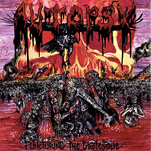 Album cover for Autopsy’s “Puncturing The Grotesque” with disturbing imagery.