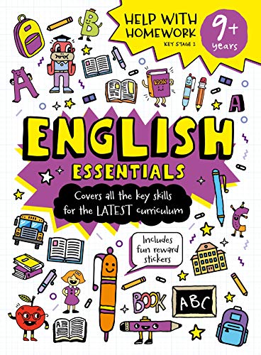 Colorful cover of "English Essentials" homework help book for 9+ year olds.