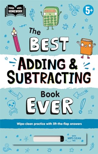 Colorful children’s book cover with calculator, pencil, and “Adding & Subtracting” text.