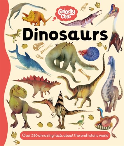 Colorful illustrated book cover featuring various dinosaur species and fossils.
