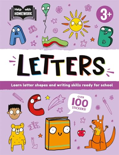 Colorful children’s homework book cover featuring letters and playful illustrations.