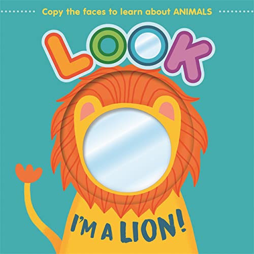 Mirror book cover with a lion’s face and a circular mirror opening.