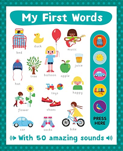 Colorful children’s learning board with pictures and sound effects buttons.