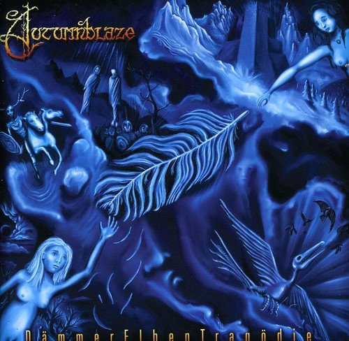 CD cover: blue, ethereal figures, a horse, feather, and bird imagery.
