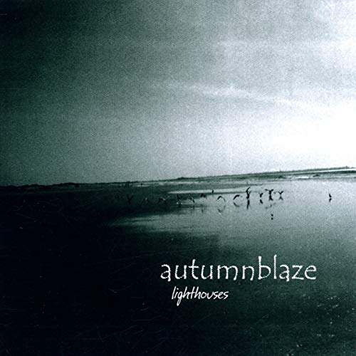 CD cover for Autumnblaze’s “Lighthouses” with a dark, stormy seascape.