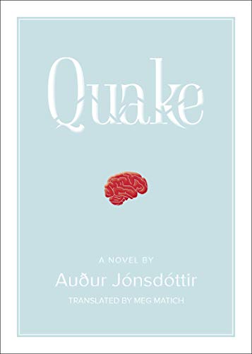 Book cover: "Quake" with light blue background and a red brain illustration.
