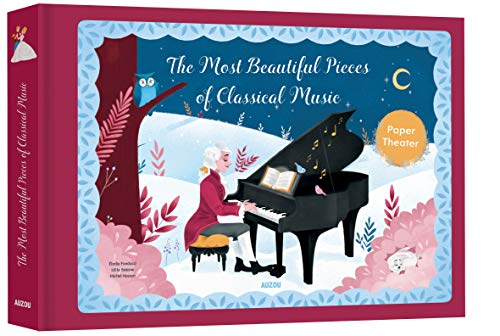 Book with classical music scores, paper theatre cutouts, and possibly decorative illustrations inside.