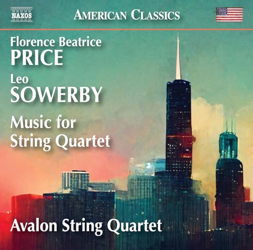 CD cover featuring a teal and gold cityscape with composer names.