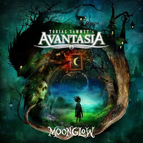 Avantasia "Moonglow" album cover: fantastical landscape with a glowing moon.