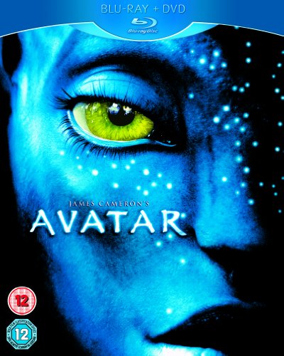 Avatar Blu-ray cover featuring a close-up of a blue Na'vi eye.