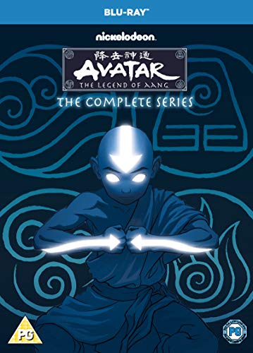 Blu-ray cover for "Avatar: The Legend of Aang" featuring Aang airbending.