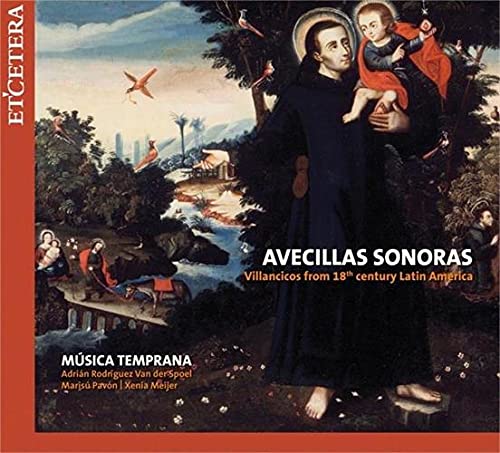 CD cover: painting of Saint Francis with birds, title "Avecillas Sonoras".