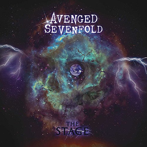 Album cover with colorful nebula, stars, lightning, and purple planet, with band and title text.