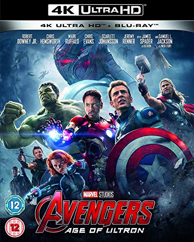 Avengers Age of Ultron Blu-ray cover featuring superhero team portrait.