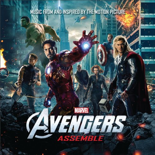 Avengers Assemble soundtrack CD cover featuring Iron Man and other heroes.