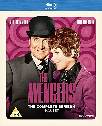 The Avengers" series 6 Blu-ray cover featuring Patrick Macnee and Linda Thorson.