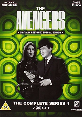 The Avengers" Series 4 DVD cover featuring Patrick Macnee and Diana Rigg.