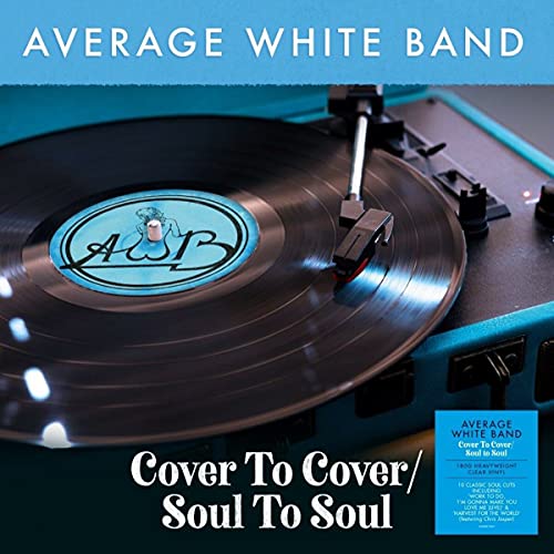 Average White Band vinyl record playing on a turquoise turntable.