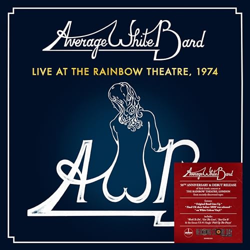Average White Band album cover: woman’s back drawing, dark blue background.