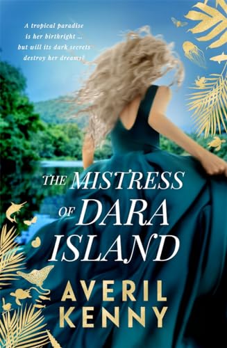 Book cover: woman in teal dress overlooking a lush, tropical landscape.