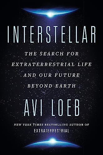 Book cover for "Interstellar" with a space nebula and white text.