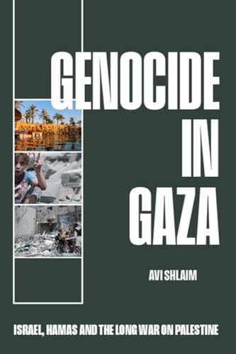 Book cover with dark green background, white text, and three small photos of Gaza.