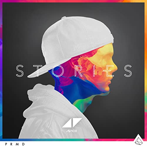 Profile view of a person wearing a white cap with colorful abstract neck art.