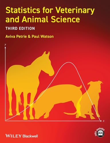 Textbook cover with horse, pig, dog, and graph on a red background.