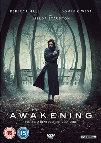 DVD cover for "The Awakening" featuring a woman in a dark coat, misty trees.