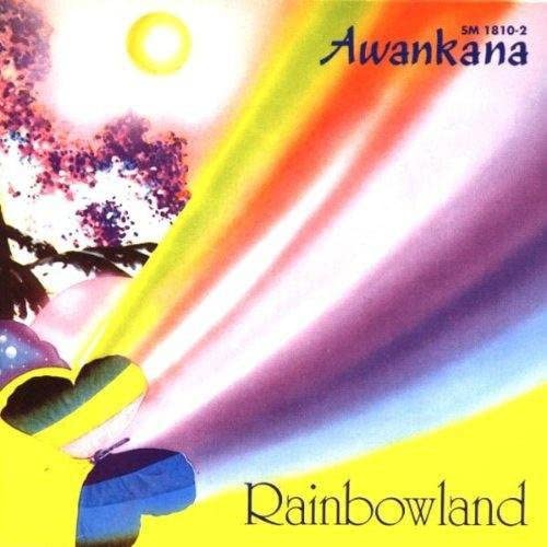CD cover with rainbow, sun, butterfly, and the text "Awankana" and "Rainbowland".