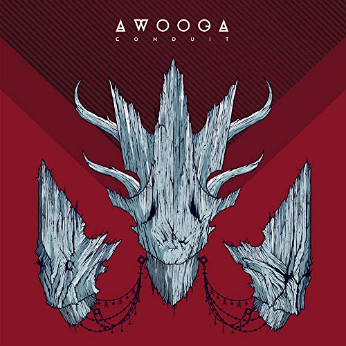 Album cover for "Conduit" featuring a textured, antler-like figure on red.