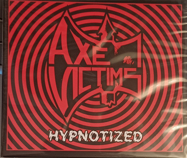 CD cover for Axe Victims’ “Hypnotized” with swirling red and white design.