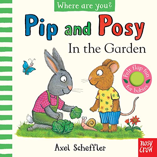 Children's book cover with rabbit, mouse, and garden scene; felt flaps.