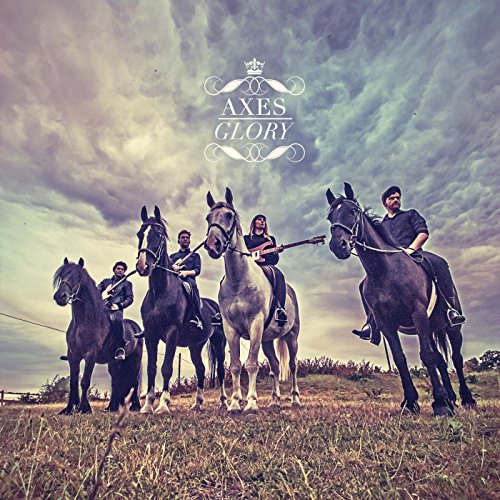Vinyl album cover featuring four men on horseback in a cloudy field.