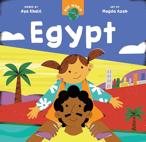 Book cover: “Our World: Egypt” with illustrated children and palm trees.