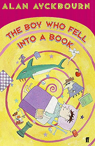 Book cover showing a boy in bed surrounded by a shark, ghost, and objects.