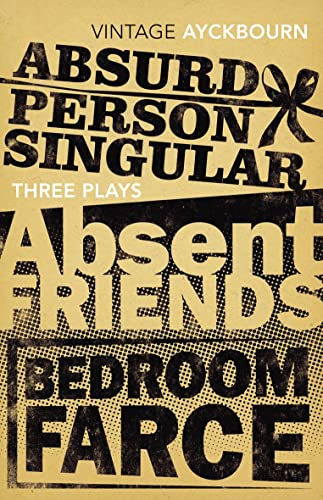 Vintage book cover featuring bold, stacked typography for three Ayckbourn plays.