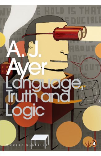 Book cover: "Language, Truth and Logic" by A.J. Ayer, illustrated with abstract art.