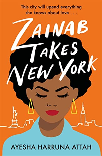 Book cover: woman with afro, New York skyline, orange background.