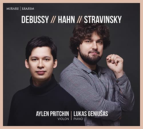 CD cover featuring portraits of two musicians, Aylen Pritchin and Lukas Geniušas.