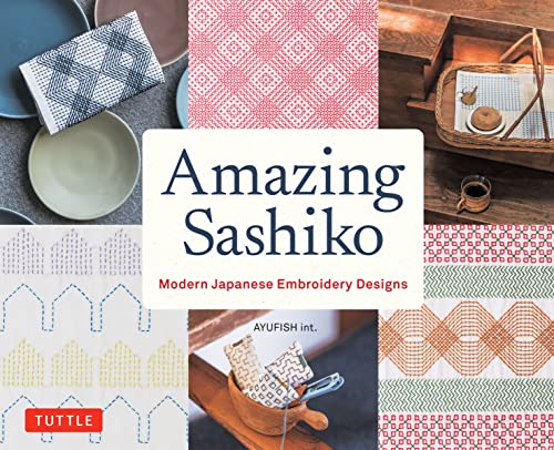 Book cover featuring colorful sashiko embroidery designs and geometric patterns.