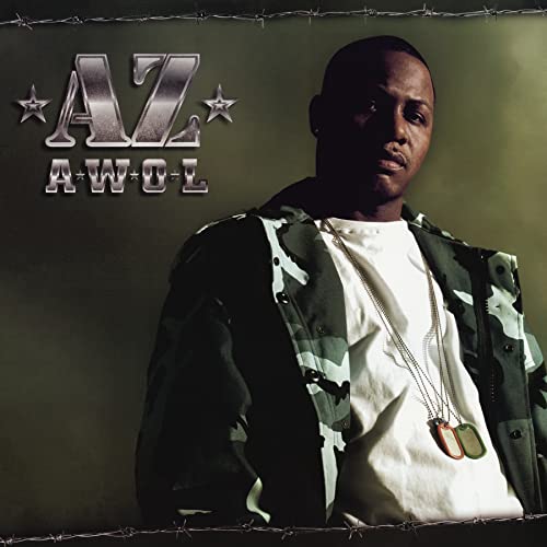 AZ album cover: rapper in camouflage jacket, barbed wire background.