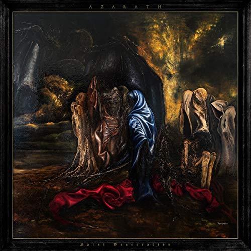 Dark, painted album cover featuring cloaked figures and a fiery landscape.