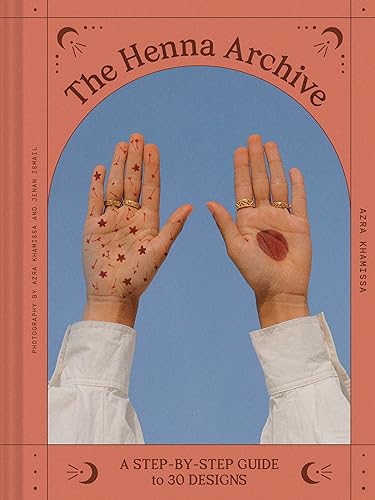 Book cover: hands with henna designs, pink and blue tones.