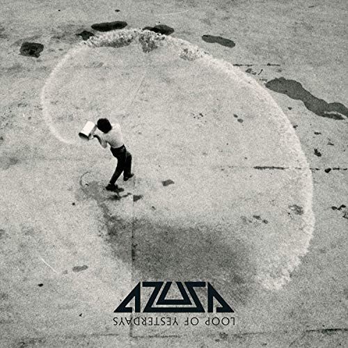 Black and white album cover featuring a person drawing a large circle.
