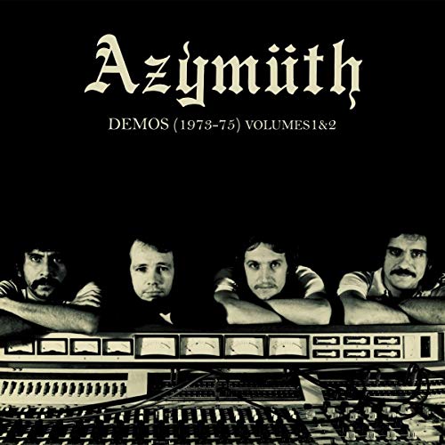 Four men leaning on a soundboard against a black background, with "Azymuth" text above.